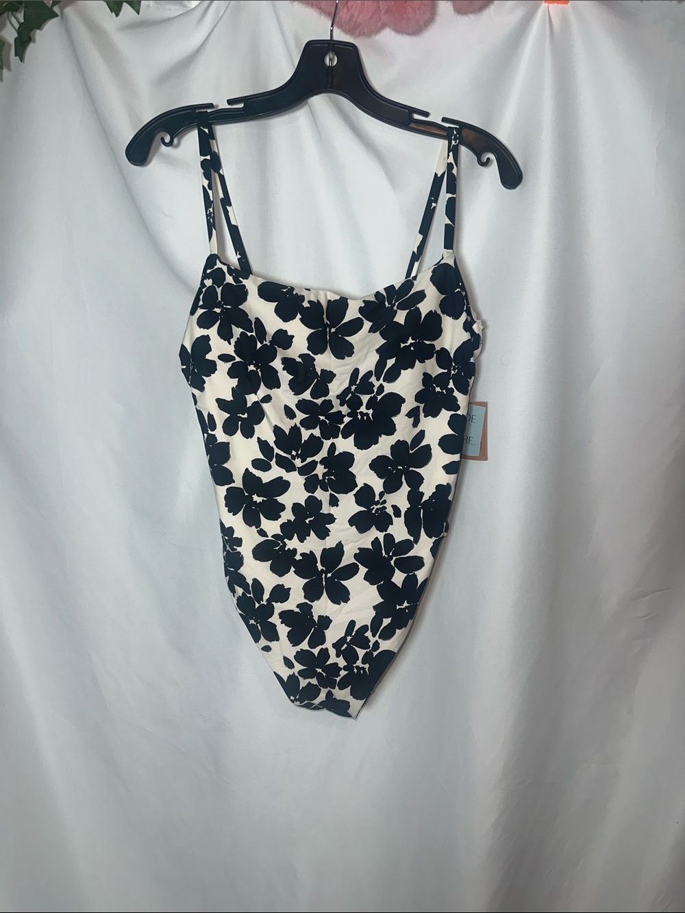 Shade & Shore Black & White Floral One-Piece Swimsuit